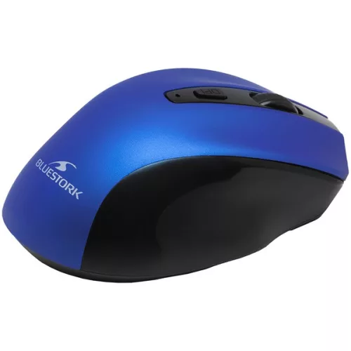 Bluestork Vezeték nélküli Egér - M-WL-OFF75-BLUE (Rechargeable, 1600 DPI, 6 gomb, optikai, kék)