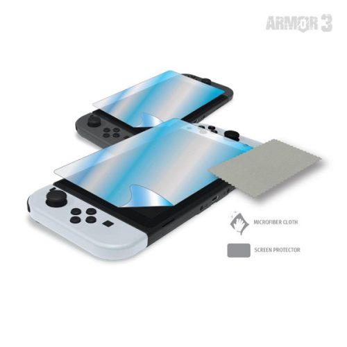 HYPERKIN ARMOR3 Nintendo Switch/OLED Travel csomag (Üvegfólia + Thumb Grips + Füllhallgató + Tok + Töltő kábel)
