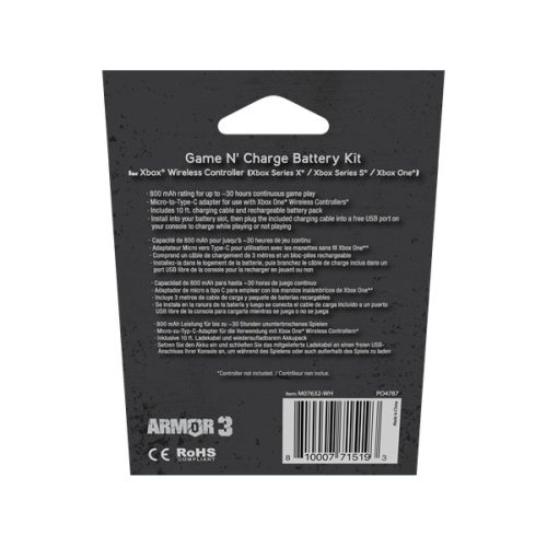 HYPERKIN 'Game N' Charge' Xbox Series|ONE Akkumulátor + 3m töltőkábel, Fehér