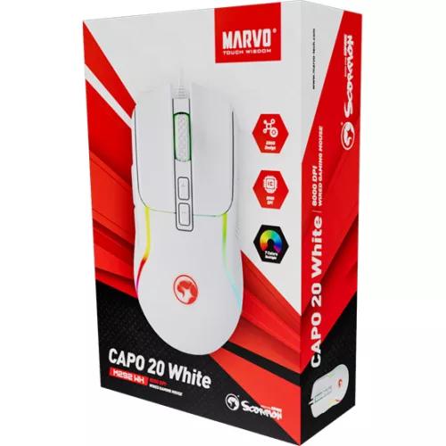 MARVO MOU MARVO Capo 20 vezetékes egér - fehér