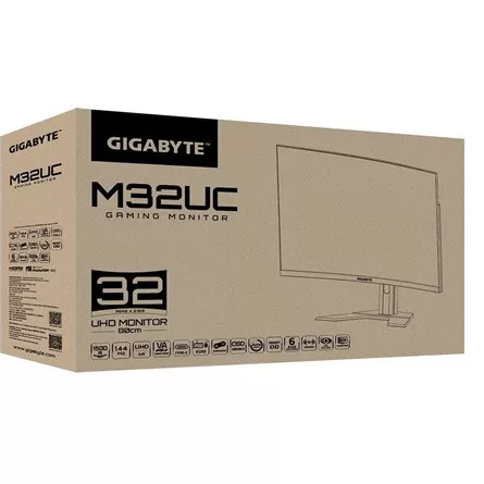 GIGABYTE Ívelt VA LED Monitor 31.5" M32UC 3840x2160 2xHDMI/Displayport/5xUSB