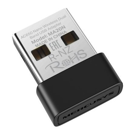 Mercusys MA20N Nano AC650 633Mb/s USB-A Dual-Band hálózati adapter
