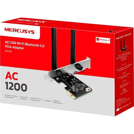 Mercusys MA30E AC1200 1,2Gb/s PCIe x1 Dual-Band Wi-Fi Bluetooth hálózati adapter (BT5.0)