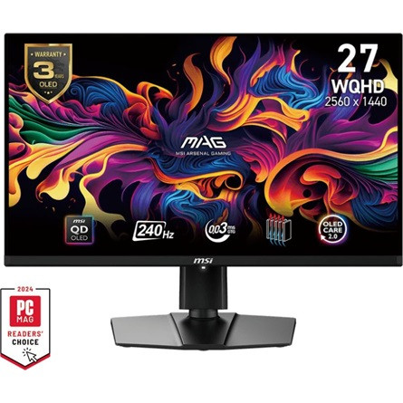 MSI MAG 271QPX QD-OLED E2 26.5" Quantum Dot IPS LED gaming monitor fekete 240Hz FreeSync Premium Pro (USB-C: 15W)