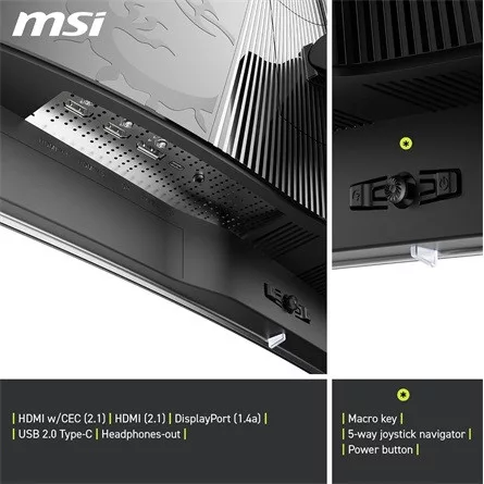 MSI MAG 321CUP QD-OLED 31.5" Quantum Dot OLED gaming monitor fekete 165Hz G-Sync (USB-C: 15W)