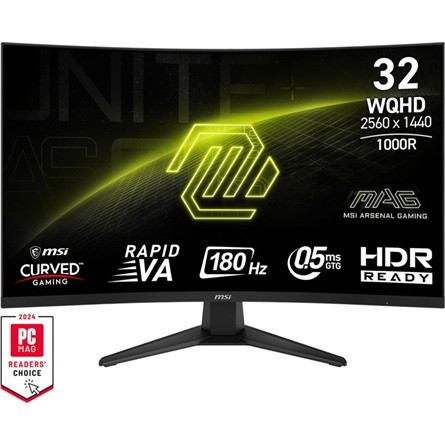 MSI MAG 325CQF 31.5" ívelt VA LED gaming monitor fekete 180Hz (USB-C: 15W)