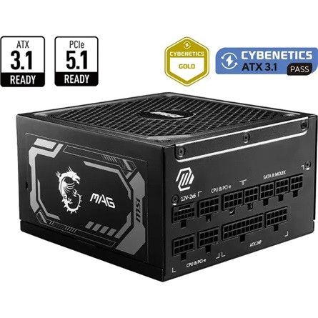 MSI MAG A1250GL PCIE5 ATX desktop tápegység 1250W Cybenetics Gold BOX