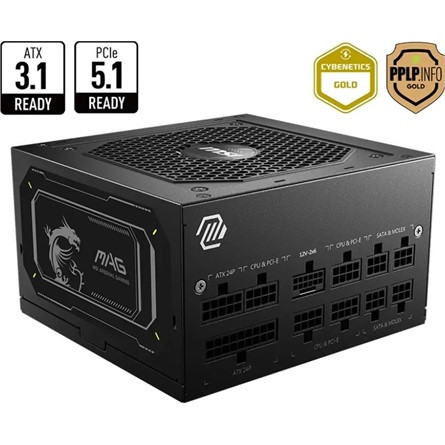 MSI MAG A850GL PCIE5 II ATX desktop tápegység 850W Cybenetics Gold BOX