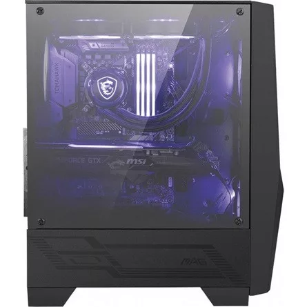 MSI MAG Forge 100M táp nélküli ablakos Mid Tower számítógépház fekete