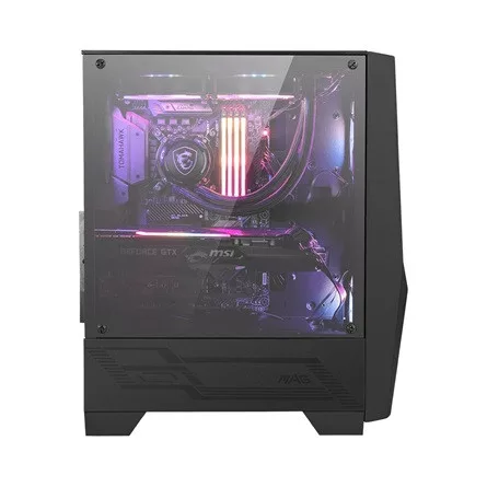 MSI PCC MSI Ház Midi ATX FORGE 100R, 2xARGB ventilátor, Tápegység nélkül, üvegfalú, fekete