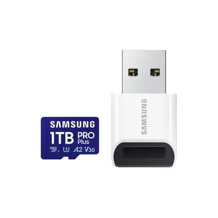 Samsung 1024GB PRO Plus UHS-1 Class10 U3 V30 A2 microSDXC memóriakártya + kártyaolvasó BOX fehér-kék