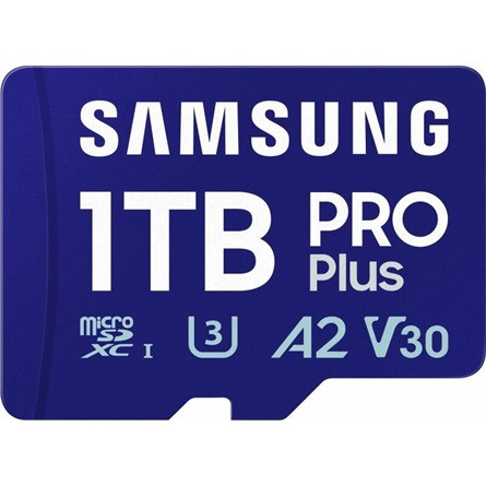 Samsung 1024GB PRO Plus UHS-1 Class10 U3 V30 A2 microSDXC memóriakártya + kártyaolvasó BOX fehér-kék