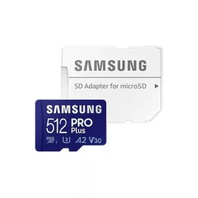   Samsung 512GB Pro Plus (SD-adapter) UHS-1 U3 V30 A1 microSDXC memóriakártya BOX kék