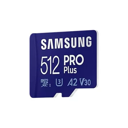 Samsung 512GB Pro Plus (SD-adapter) UHS-1 U3 V30 A1 microSDXC memóriakártya BOX kék