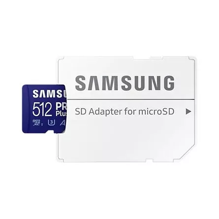 Samsung 512GB Pro Plus (SD-adapter) UHS-1 U3 V30 A1 microSDXC memóriakártya BOX kék