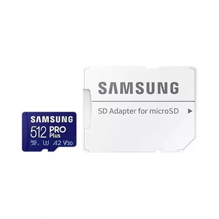 Samsung 512GB Pro Plus (SD-adapter) UHS-1 U3 V30 A1 microSDXC memóriakártya BOX kék