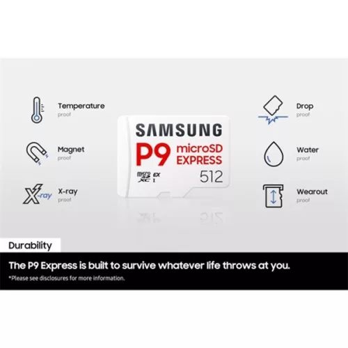 Samsung MicroSD kártya - 512GB MB-MK512T/WW (P9, Class10, PCIe Gen3.0x1, NVMe 1.3, SD 7.1, UHS-I)