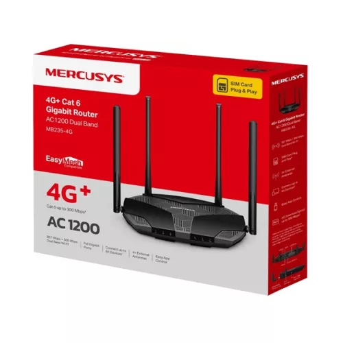 TP-LINK MERCUSYS 3G/4G Modem + Wireless Router AC1200 1xWAN/LAN(1000Mbps) +3xLAN(1000Mpbs), MB235-4G