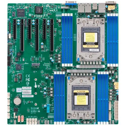 Supermicro mainboard server MBD-H12DSi-N6-O, Dual AMD EPYC 7003/7002 Series CPUs, 4TB Registered ECC DDR4 3200MHz SDRAM in 16 DIMMs, 10 SATA3, 2 SATADOM, 4 NVMe, Dual Gigabit LAN ports, 1 dedi...