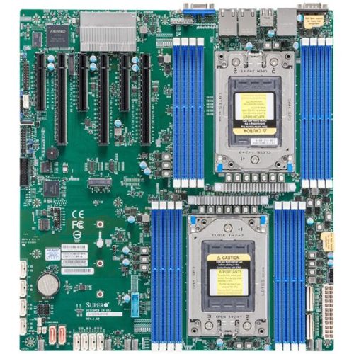 Supermicro main board server MBD-H12DSi-NT6-O, Dual AMD EPYC 7003/7002 Series CPUs, 10 SATA3, 2 SATADOM, 4 NVMe, Dual 10GBase-T LAN ports, 1 dedicated IPMI LAN Port, ASPEED AST2600 BMC graphic...