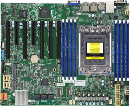 Supermicro mainboard server MBD-H12SSL-i-B, ATX, 8 DIMM slots, 8 SATA3, 2 M.2, 8 SATA3 or 2 NVMe via single SlimSAS x8, 2 Gigabit Ethernet LAN Ports, ASPEED AST2500 BMC graphics, 7 PWM 4-pin Fans