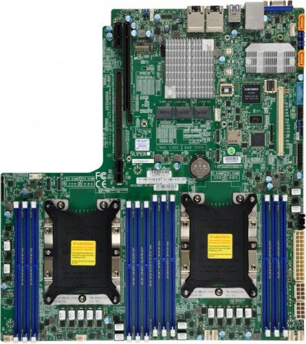 Supermicro Motherboard MBD-X11DDW-NT-O 2xLGA 3647, Intel C622, 12xDDR4, 2xRJ45 10GBase-T, 14xSATA3 (6Gbps), RAID 0,1,5,10, 6xUSB 3.0, 1xVGA, 1xPCI-E 3.0 x32, 2xPCI-E 3.0 x16, WIO Ret.