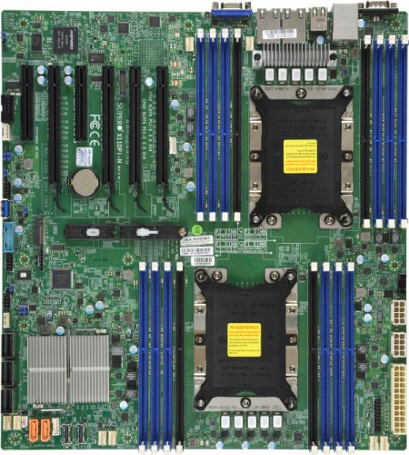 Supermicro Motherboard MBD-X11DPI-N 2xLGA 3647, Intel C621, 16xDDR4, 2x1GbE LAN, 14xSATA3 (6Gbps) RAID 0,1,5,10, 4xUSB 2.0 + 5xUSB 3.0, 1xVGA, 2 COM, 4xPCI-E 3.0 x16 + 2xPCI-E 3.0 x8, E-ATX, Ret.