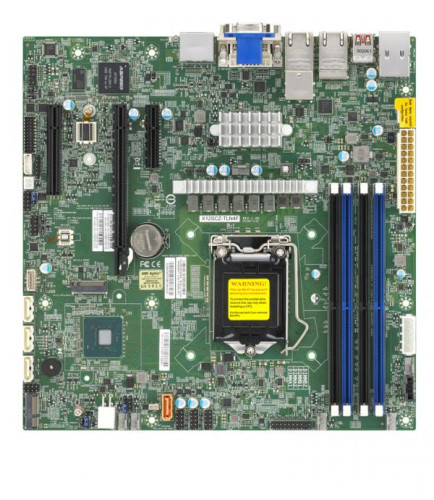 Supermicro mainboard server MBD-X12SCZ-TLN4F-O, E3-1200 v6/v5 CPU, 4 DIMM slots, 1 PCI-E 3.0 x16 (in x16), 2 PCI-E 3.0 x4 (in x8), 2x 10GbE LAN, 4 SATA3 (6Gbps) via C236; RAID 0, 1, 5, 10, IPM...