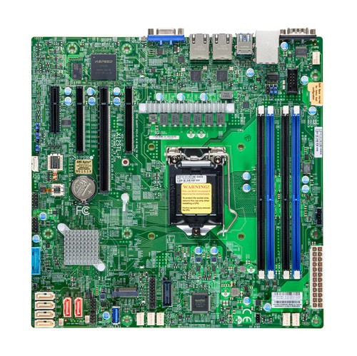 Supermicro mainboard server MBD-X12STL-F-O microATX, Dual LAN with 1GbE with Intel I210, Intel C252 controller for 6 SATA3 (6 Gbps) ports; RAID 0,1,5,10, 1 VGA D-Sub Connector port, 2 SuperDOM...