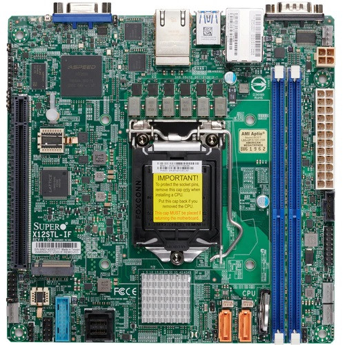 Supermicro mainboard server MBD-X12STL-IF-O, Intel Xeon  E-2300 C252 CPU, Dual LAN with Intel i210 Gigabit Ethernet Controller, Intel C252 controller for 6 SATA3 (6 Gbps) ports; RAID 0,1,5,10
