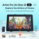 XP-PEN Grafikus kijelző - Artist 24 Pro (Gen 2) 4K (23,8", IPS, 16:9, 3840x2160, 5080 LPI, PS 16k, 220 RPS, ACK05)