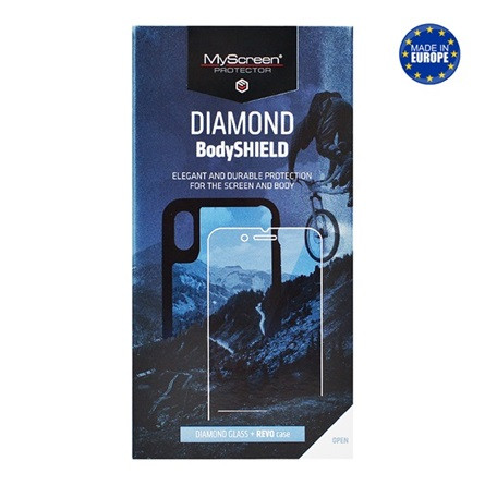 Myscreen iPhone XR 6.1 MYSCREEN DIAMOND REVO BODYSHIELD képernyővédő üveg tokbarát, NEM íves + telefonvédő, FEKETE