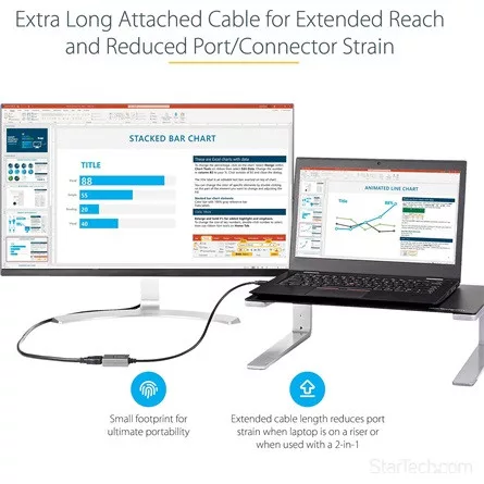 StarTech Mini DisplayPort 1.2 -> HDMI 1.4 M/F adapter 0.3m fekete