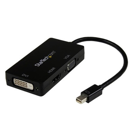 StarTech Displayport mini -> VGA HDMI DVI-D M/F adapter 0.2m fekete