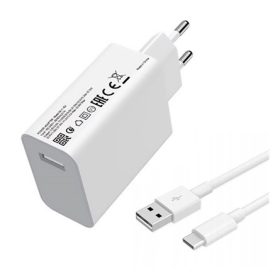   XIAOMI hálózati töltő USB aljzat 33W, PD gyorstöltő 3.0 + Type-C kábel, FEHÉR