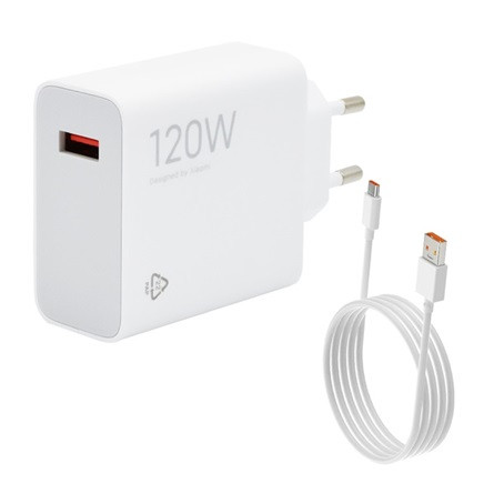 XIAOMI hálózati töltő USB aljzat 120W, PD gyorstöltő + Type-C kábel, FEHÉR