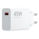 XIAOMI hálózati töltő USB aljzat 45W, gyorstöltő, FEHÉR (Gigapack csomagolás)