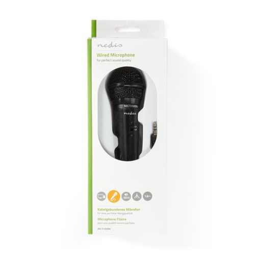 Nedis MICTJ100BK asztali számítógép mikrofon, használható notebook, okostelefon, tablet, csatlakozás 3,5 mm jack
