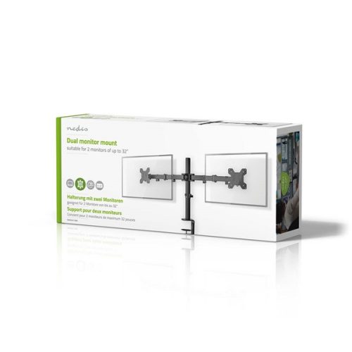 Nedis MMDOS110BK 15"-32" asztali 2 monitor tartóállvány, maximum 8 kg, forgatható dönthető, acél, fekete
