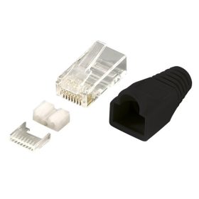   VEZ RJ45 Cat6 árnyékolt csatlakozó dugó, fekete, 100db/csomag