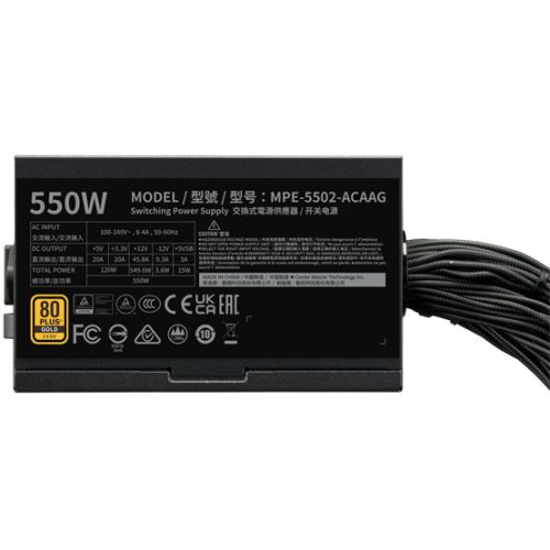 COOLERMASTER TÁP Cooler Master 550W - MWE Gold 550 V3 - MPE-5502-ACAAG-3BEU - 80+ Gold  - ATX 3.1 - Nem moduláris - Fekete Tápegység