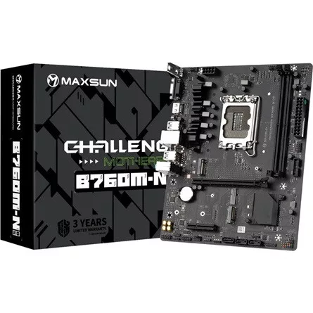 Maxsun Alaplap - Intel MS-CHALLENGER B760M-N D5 V2 s1700 (B760, mATX, 2xDDR5 6000MHz, 3xSATA3, 2xM.2, HDMI, D-sub)