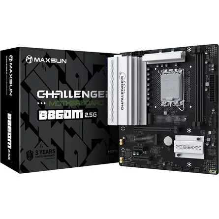 Maxsun Alaplap - Intel MS-CHALLENGER B860M 2.5G s1851 (B860, mATX, 2xDDR5 8600MHz, 2xSATA3, 2xM.2, HDMI, DP)
