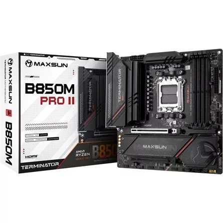 Maxsun Alaplap - AMD MS-TERMINATOR B850M PRO II WIFI7 AM5 (B850, mATX, 4xDDR5 8000MHz, 2xSATA3, 3xM.2, HDMI, DP)