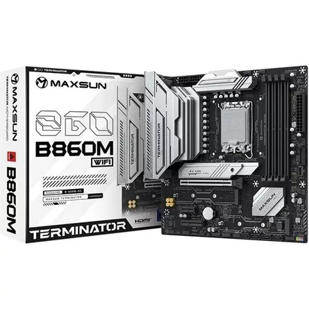 Maxsun Alaplap - Intel MS-TERMINATOR B860M WIFI s1851 (B860, mATX, 4xDDR5 8000MHz, 4xSATA3, 3xM.2, HDMI, DP)