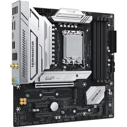 Maxsun Alaplap - Intel MS-TERMINATOR B860M WIFI s1851 (B860, mATX, 4xDDR5 8000MHz, 4xSATA3, 3xM.2, HDMI, DP)