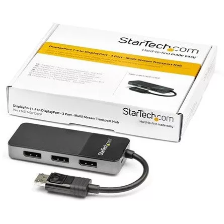 StarTech MST14DP123DP 1.4 3-portos DisplayPort video splitter fekete