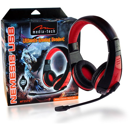 Media-Tech Nemesis gaming fejhallgató headset fekete-piros