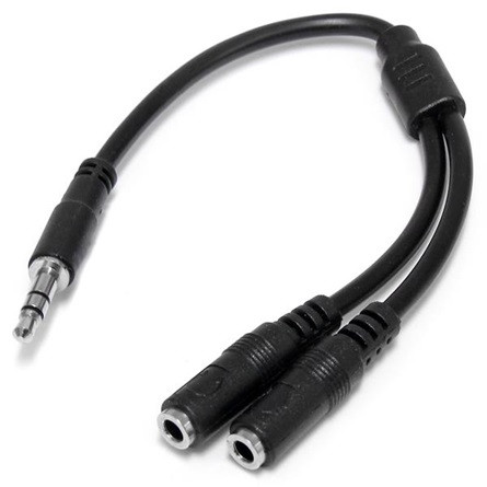 StarTech Jack stereo 3,5mm -> 2db Jack stereo 3,5mm M/F adapter 0.15m fekete