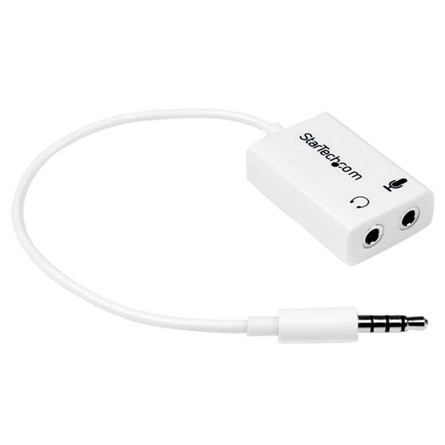 StarTech Jack stereo 3,5mm (4pin) -> 2db Jack stereo 3,5mm M/F adapter 0.15m fehér